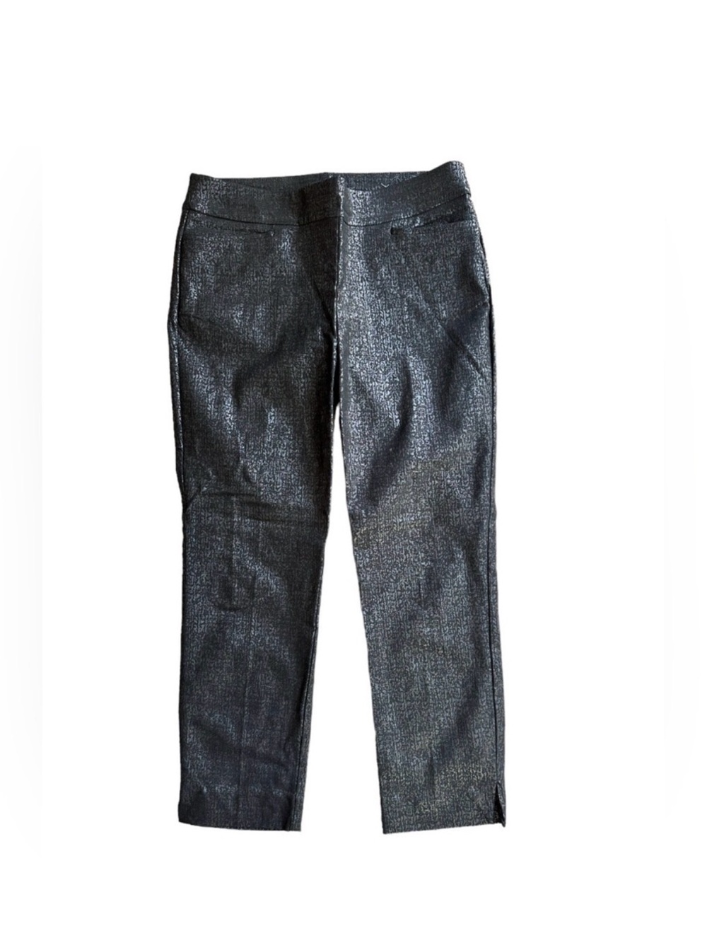 Chico's Black Leather Look Pull On Pants Size Small Faux Leather Stretch